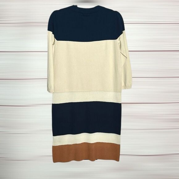 Lafayette 148 New York Sweater Shift Dress Colorblock Striped Viscose Cotton S - Picture 8 of 11